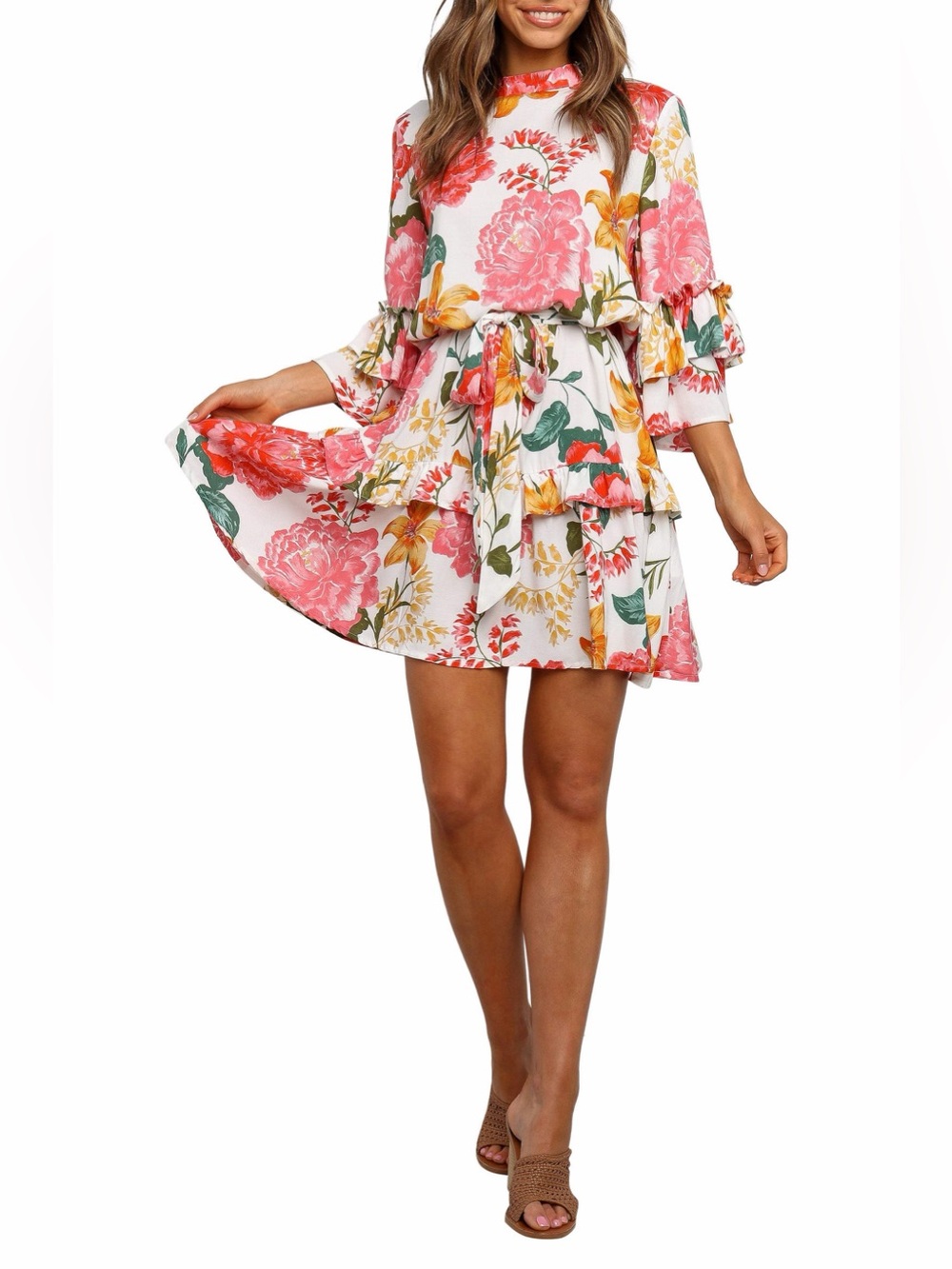 🌸 NWT Petal & Pup Peta Floral Tiered Midi Dress XS Cottagecore Wedding Guest
